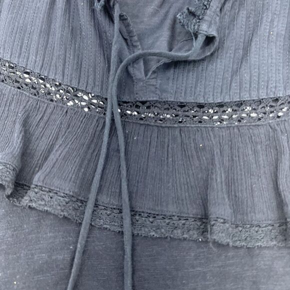 Anthropologie navy blue cap sleeve babydoll top size Small - Picture 2 of 4